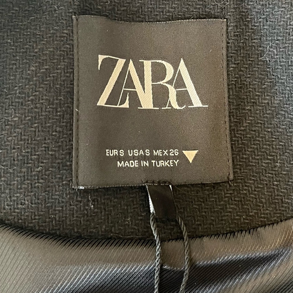 SOLD🥤 Zara Woman Textured Cropped Wool Blend Jacket Black Gold Buttons S NWT - Picture 10 of 16